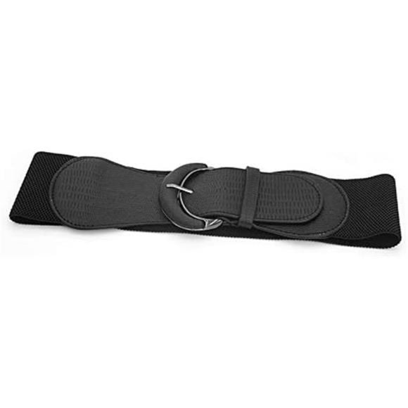 HinyBoeh Elastic Wide Belt PU Leather Stretchy Dress Belt, Vintage Wide Belt